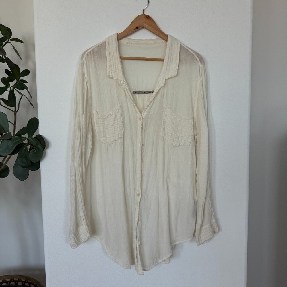 Raquel Allegra Cotton Gauze Button Down Shirt